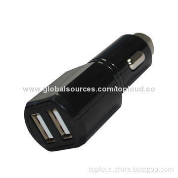 Car Charger, Dual USB, 12-24V DC, 5V/2.1A